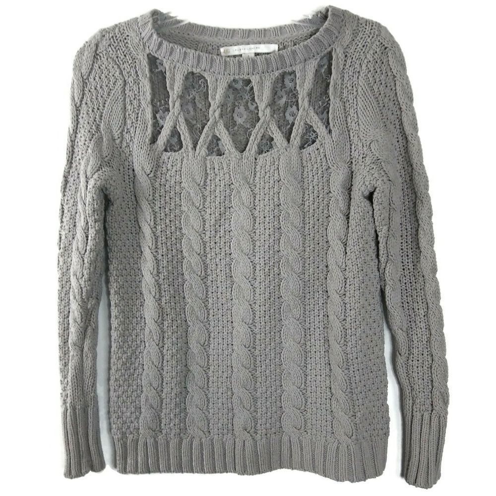 LC Lauren Conrad women Small Chunky‎ Knit Long Sleeve pullover light academia